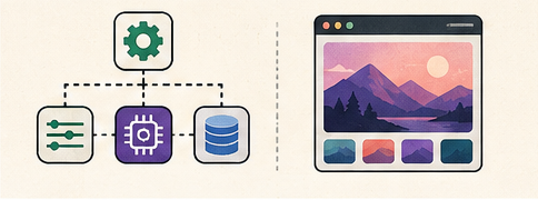 Configurable image generation controls compared with a managed creative interface.